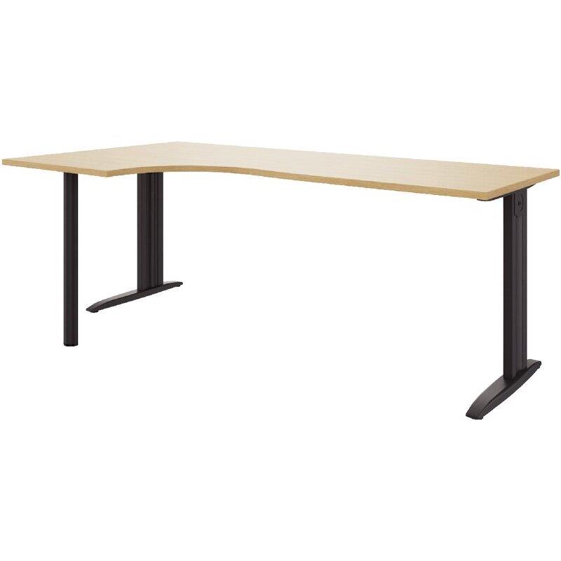 Ref. 97067, Plan compact 90° Idol retour gauche L.180xP.120 et 60 cm plateau chêne naturel/piètement anthracite, marque N.C
