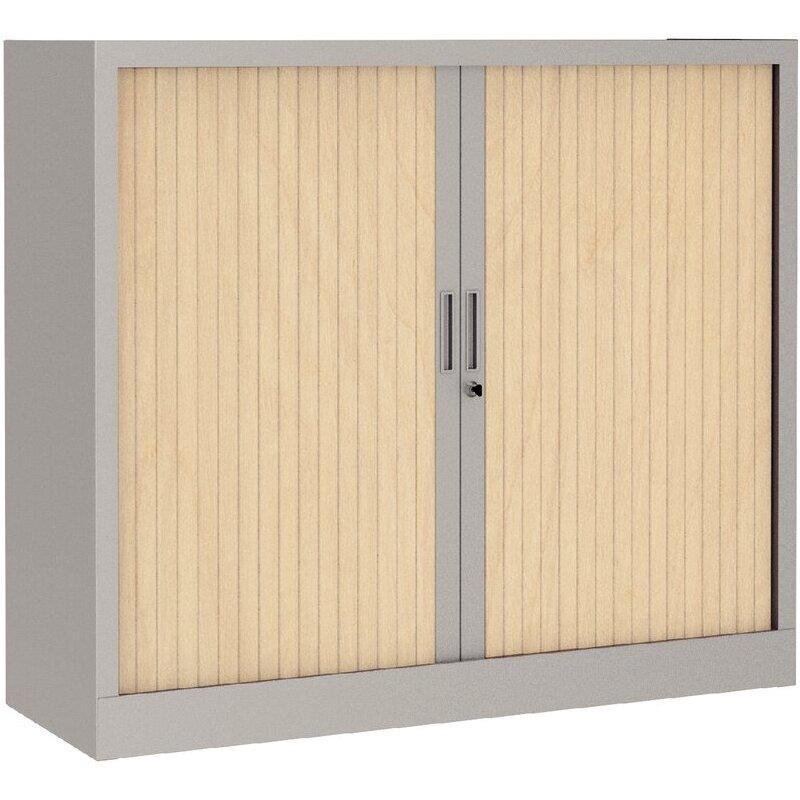 Ref. 97097, Armoire à rideaux monobloc basse H105cm corps alu/rideaux pin maritime, marque N.C