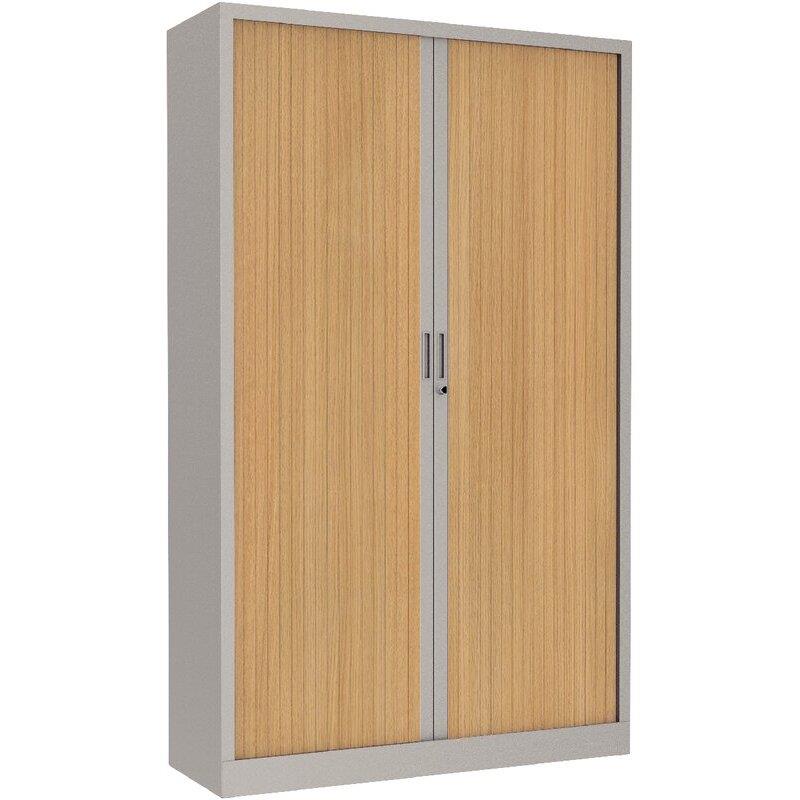 Ref. 97100, Armoire à rideaux monobloc haute H198cm corps alu/rideaux chêne naturel, marque N.C