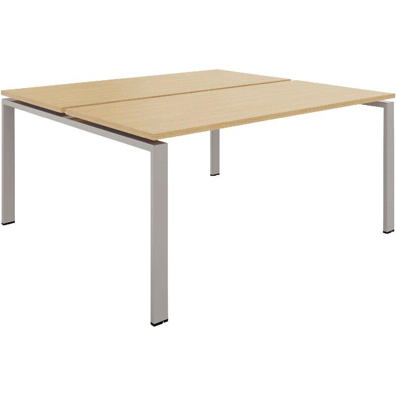 Ref. 97115, Bureau fixe départ L140cm Conect plateau chêne naturel/piètement alu, marque N.C