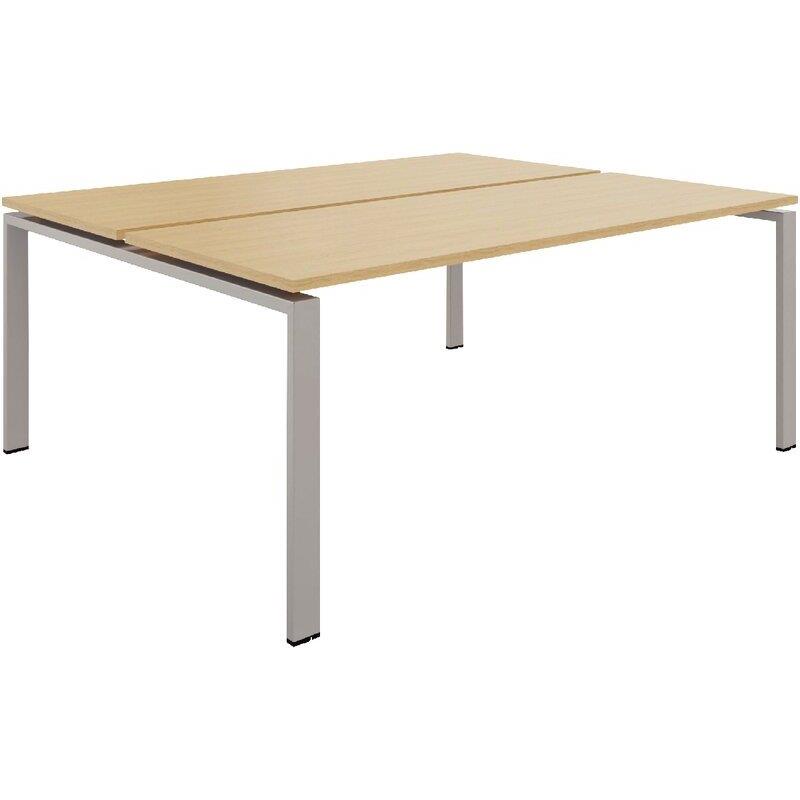 Ref. 97116, Bureau fixe départ L160cm Conect plateau chêne naturel/piètement alu, marque N.C