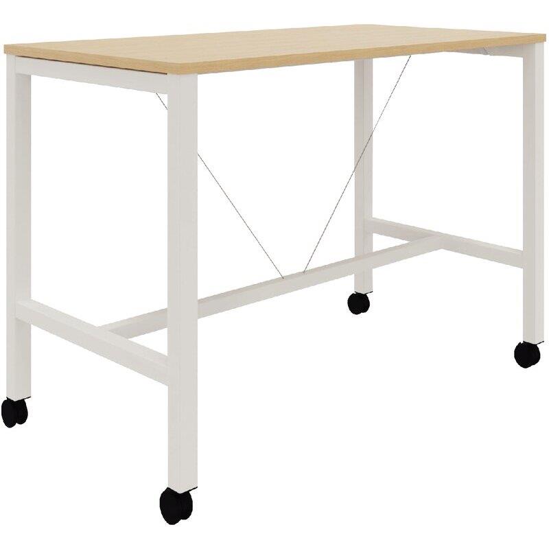 Ref. 97135, Table L140 cm x P80 cm x H104,5 cm Perform Mobile plateau chêne naturel/piétement blanc, marque N.C