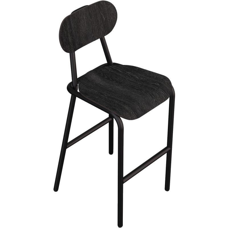 Ref. 97158, Chaise haute 4 pieds métal GABY hêtre noir/piètement noir, marque N.C