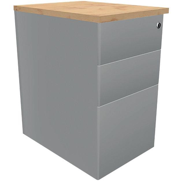 Image de  Caisson hauteur bureau métal 3 tiroirs Elyos plateau Hercule/corps alu 