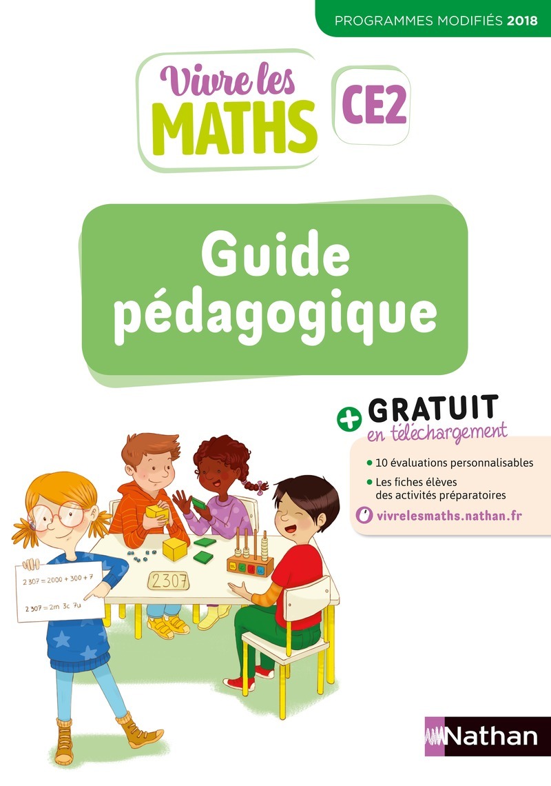 Ref. 9782091249742, Vivre les maths guide pédagogique CE2 2019 - programmes modifiées 2018, marque NATHAN