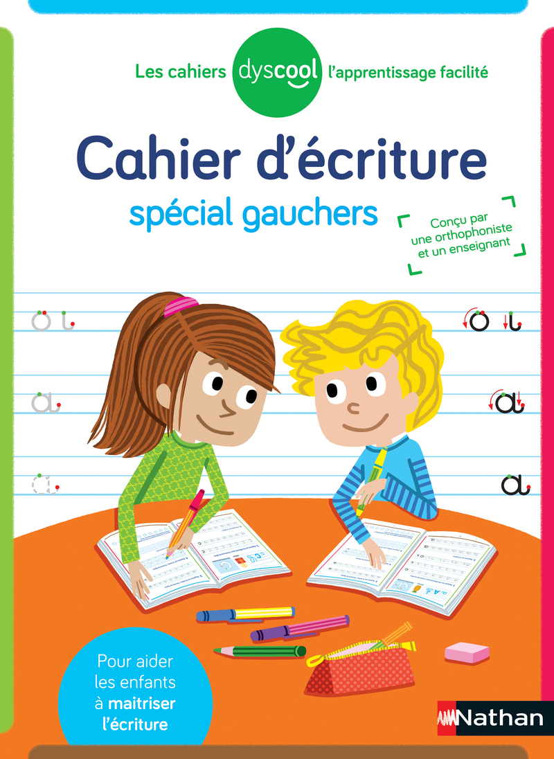 Ref. 9782091934723, Cahier d'écriture pour gaucher-dyscool, marque NATHAN