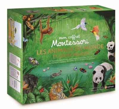 Ref. 9782092791196, Coffret montessori: les animaux du monde et leurs milieux, marque NATHAN