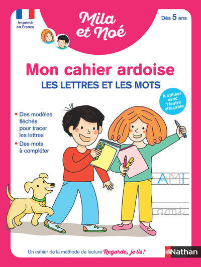 Ref. 9782095015459, Mon cahier ardoise - les lettres et les mots dès 5 ans, marque NATHAN