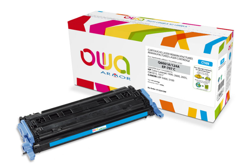 Image de  Cartouche laser compatible à la marque HP Q6001A cyan. 