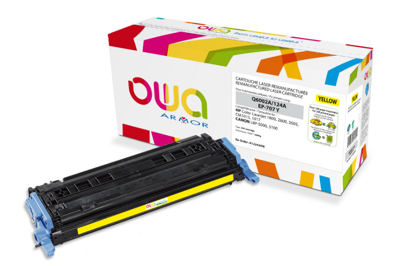 Image de  Cartouche laser compatible à la marque HP Q6002A jaune. 