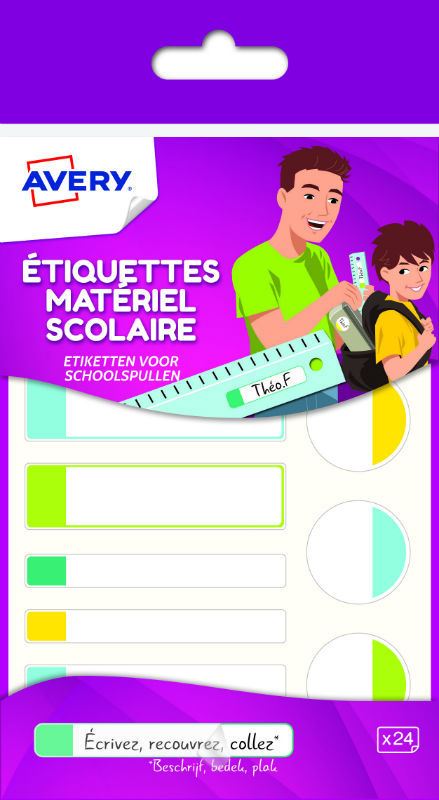 Image de  Pq 24 etiquettes plast multicolores basique ass 