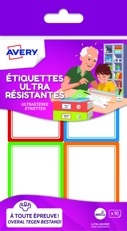 Image de  Pochette de 16 étiquettes scolaires ultra-résistantes 