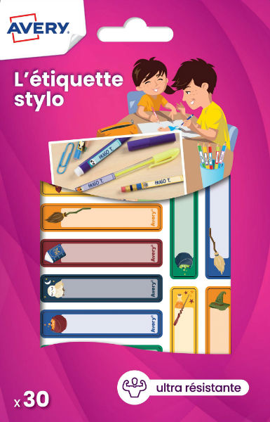 Image de  Paquet de 30 étiquettes stylos 50x10 mm magie 