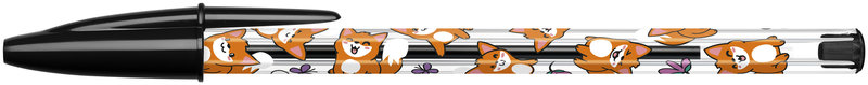 Ref. BIC304254R, Stylo bille Bic Cristal Kawaii renard noir, Noir, marque BIC