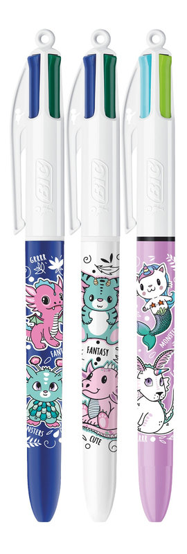 Ref. BIC3043864C, Stylo-bille 4 couleurs Animaux Fantastiques - Modèles aléatoires, Assorties, marque BIC