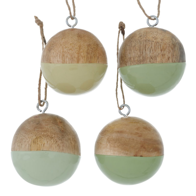 Image de  Paquet de 4 décorations à accrocher Nurto Boule Ø5 cm vert 