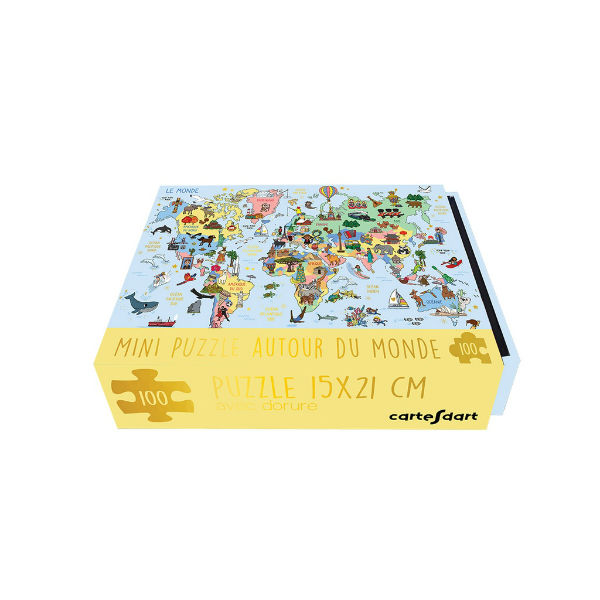 Ref. CARBOPUZ65, Cartes d'Art - Mini puzzle mappemonde - 100 pièces, marque CARTESDART