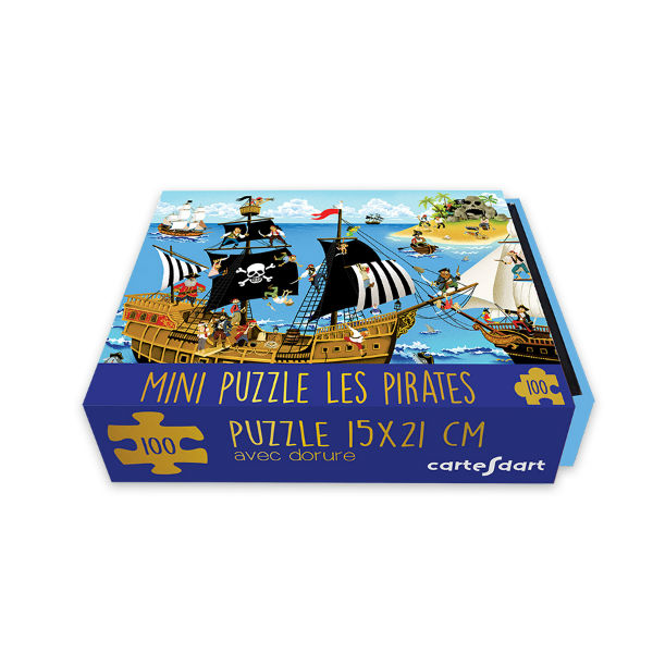 Ref. CARBOPUZ80, Cartes d'Art - Mini puzzle bateau de pirates - 100 pièces, marque CARTESDART