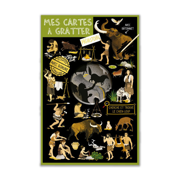 Ref. CARSCRATCH06, Cartes d'Art - Cartes à gratter préhistoire, marque CARTESDART