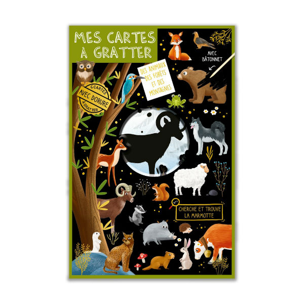 Ref. CARSCRATCH09, Cartes d'Art - Cartes à gratter animaux de la forêt, marque CARTESDART