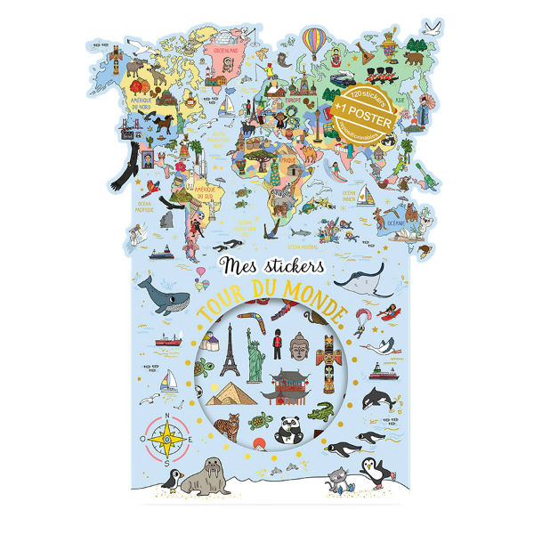 Ref. CARSTIKY46, Cartes d'Art - Jeu stickers + poster mappemonde, marque CARTESDART