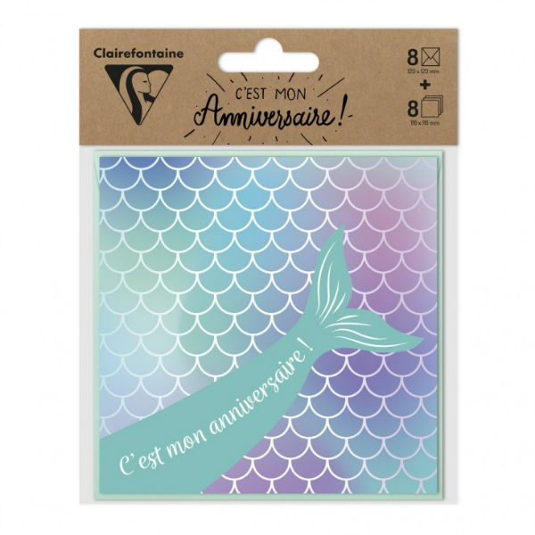 Image de  Set 8 cartes d'invitation anniversaire sirene 