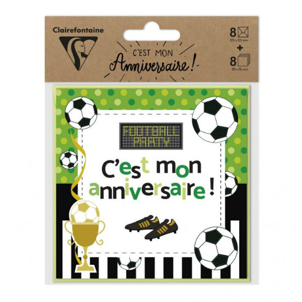Image de  Set 8 cartes d'invitation anniversaire football 