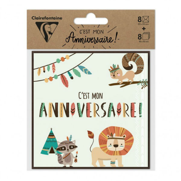 Image de  Set 8 cartes d'invitation anniversaire indien 