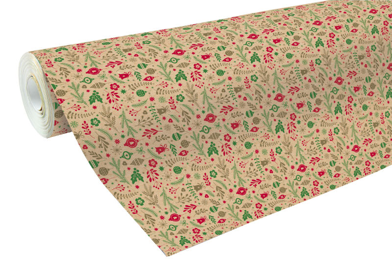 Image de  Rouleau papier cadeau kraft 50x0,70m décoration Noël 