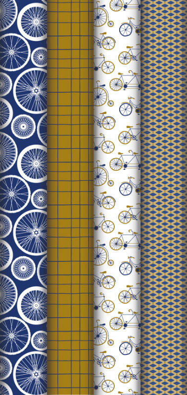 Image de  Rouleau papier cadeau kraft blanc 2x0,70m vélo 