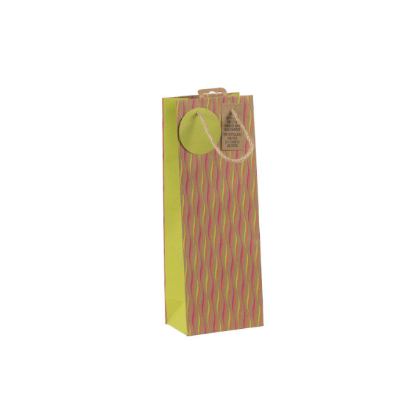 Image de  Sac cadeau bouteille kraft néon 
