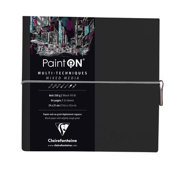 Image de  Carnet paint'on cousu 19x19cm 64p 250g noir 