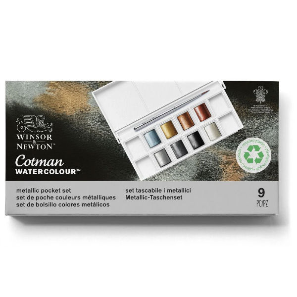 Ref. COL0390702, Set 8 1/2godets couleurs metalliques cotman, Assorties, marque WINSOR & NEWTON