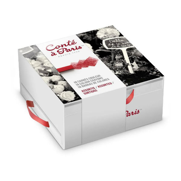Ref. COL50097, Coffret 3 tiroirs de 18 carrés colorés, marque CONTE A PARIS