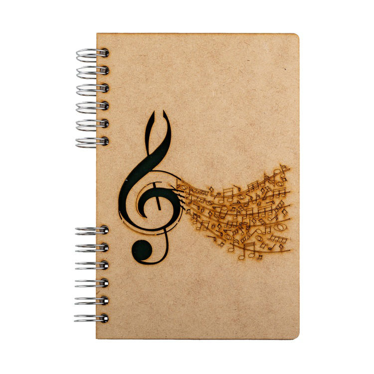 Image de  Carnet bois A5 ligné musique 