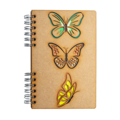Image de  Carnet bois A5 ligné papillons 