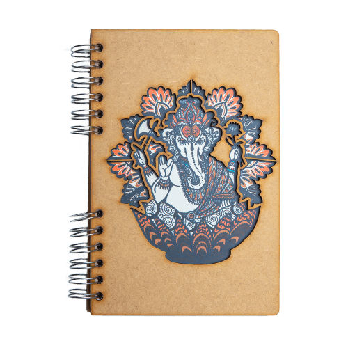 Image de  Carnet bois A6 ligné ganesha 