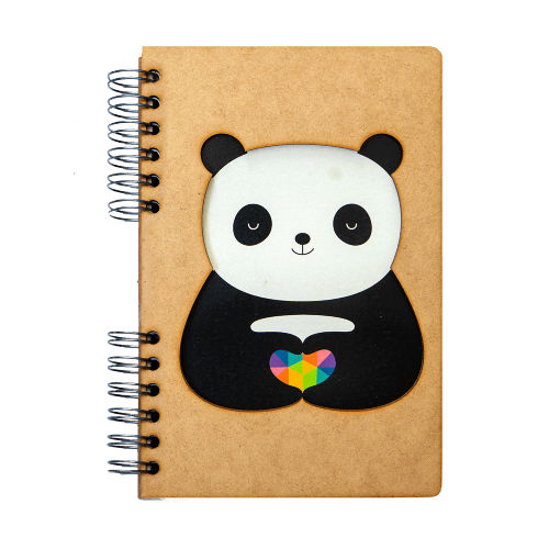 Image de  Carnet bois A6 ligné panda love 