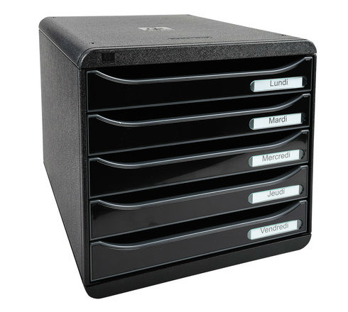 Image de  Big box plus 5 tiroirs noir / noir glossy 