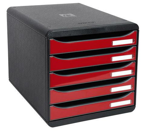 Image de  Big box plus 5 tiroirs noir / rouge glossy 