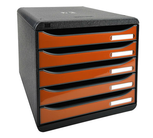 Image de  Big box plus 5 tiroirs noir / tangerine glossy 
