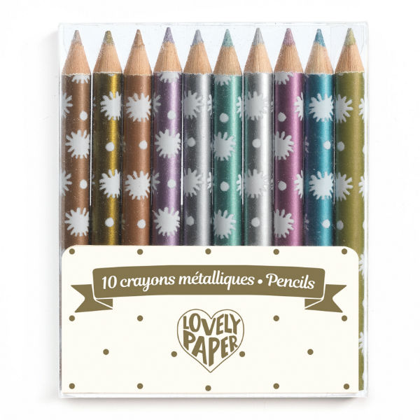 Image de  BOITE DE 10 MINI CRAYONS METALLISES CHIC 