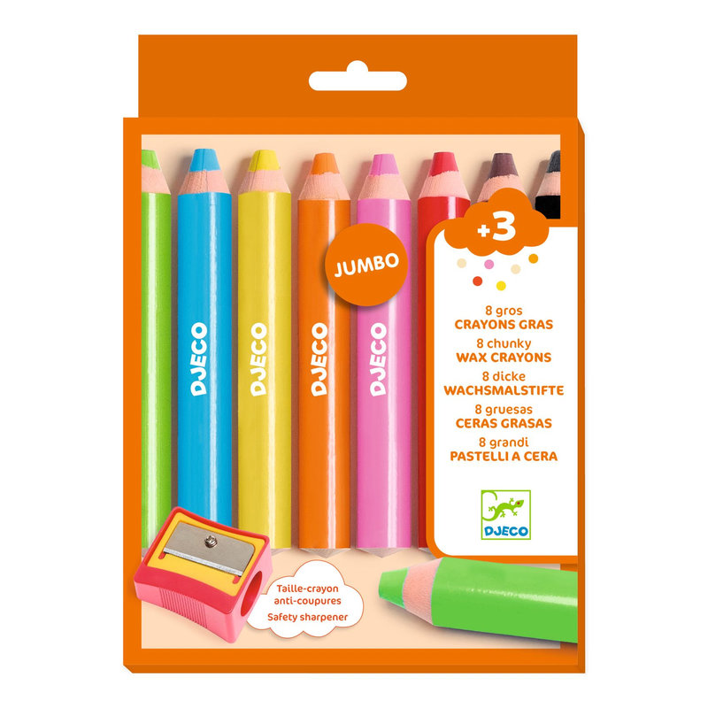 Ref. DJEDJ00970, Boite de 8 gros crayons gras, marque DJECO