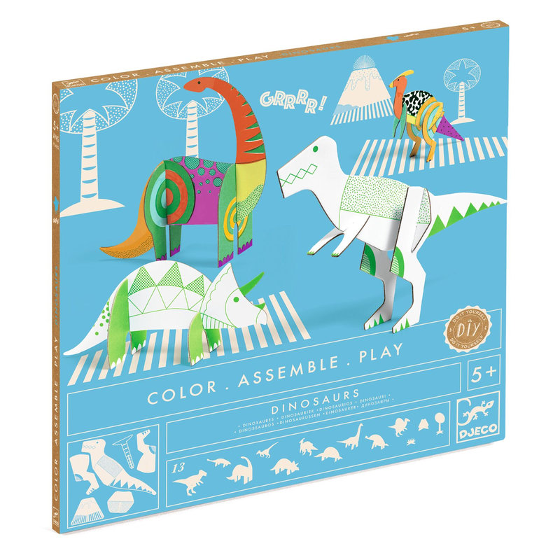 Ref. DJEDJ08004, Color Assemble Dinosaures, marque DJECO