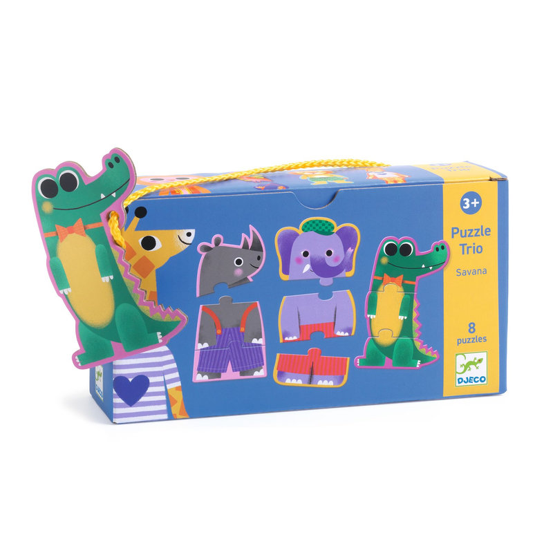 Ref. DJEDJ08242, Jeu éducatif puzzle trio savana, marque DJECO