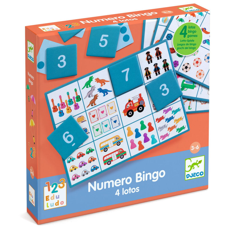 Ref. DJEDJ08281, Jeu éducatif eduludo numéro bingo, marque DJECO