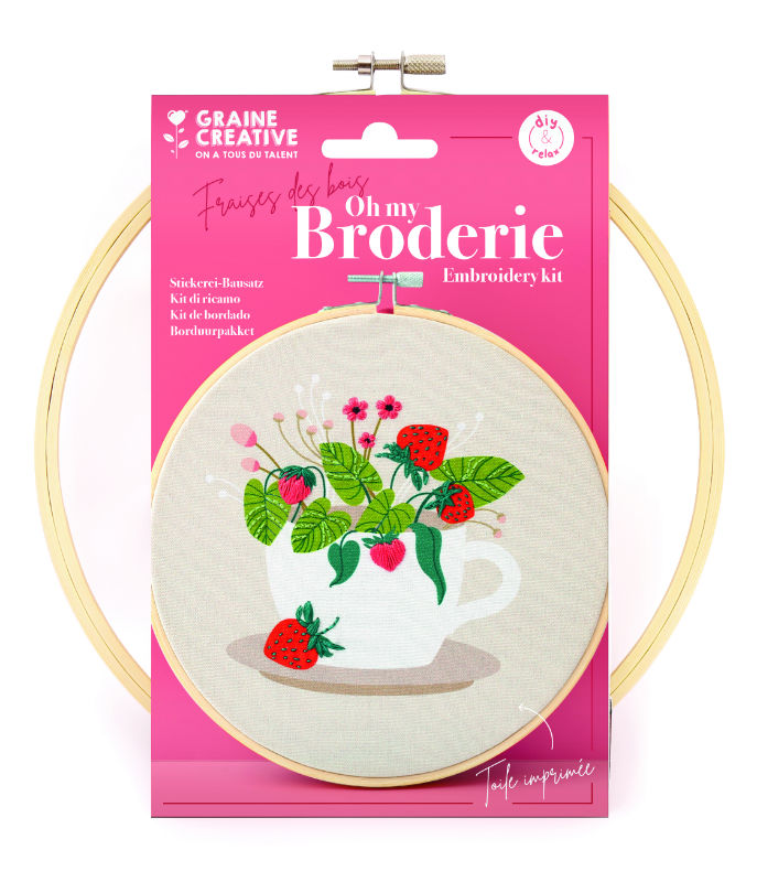 Image de  Kit broderie partielle fraise des bois ø20 cm 