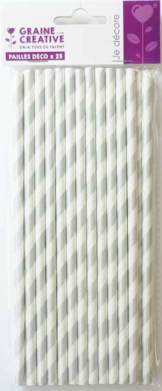 Image de  Pq 25 pailles papier party argent 