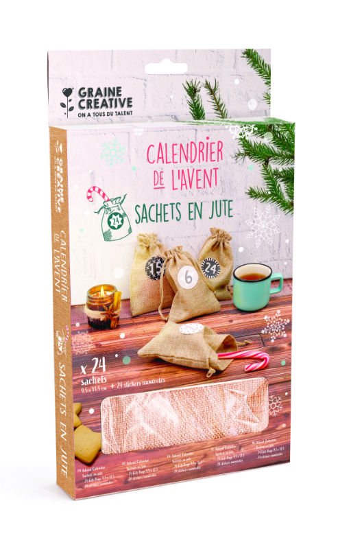 Image de  Calendrier de l'avent 24 sachets en jute 