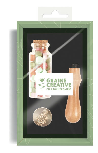 Ref. GRA518411, Kit sceau et cire à cacheter fleur, marque GRAINE CREATIVE